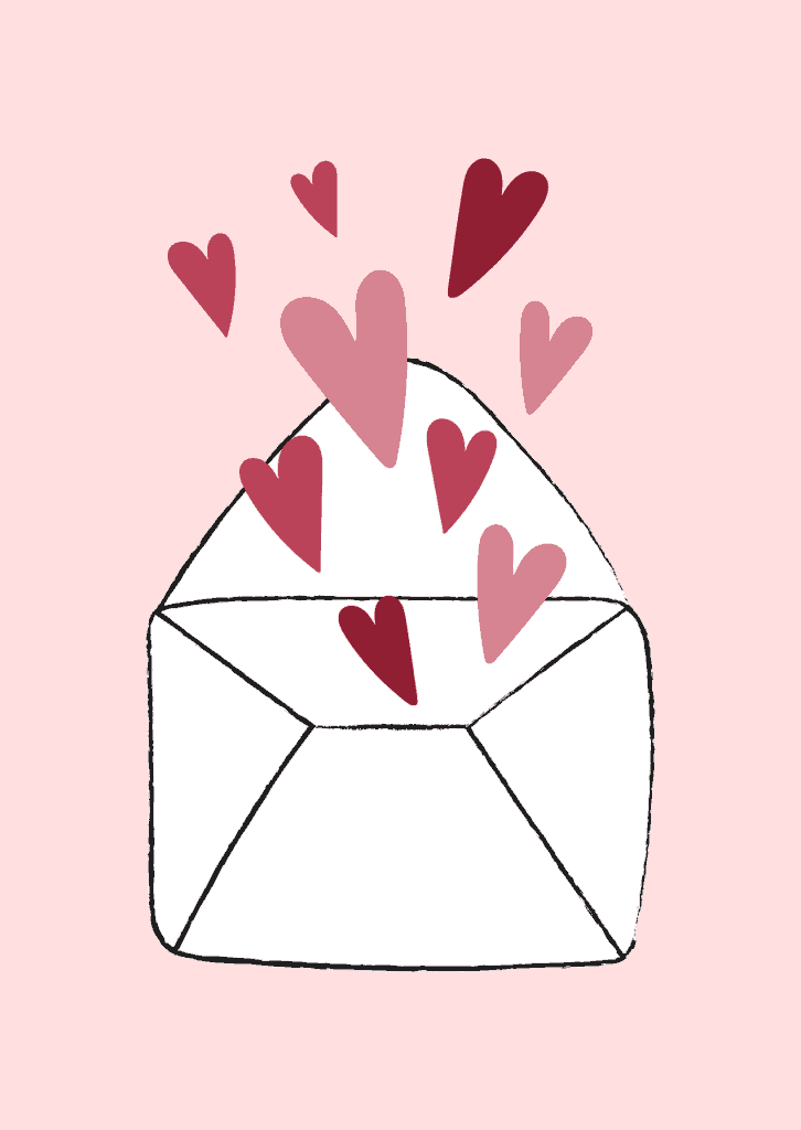 hearts, letter, envelope